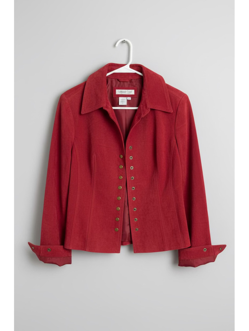 Vintage Y2K Coldwater Creek Red Suede Leather Jacket – Size Small